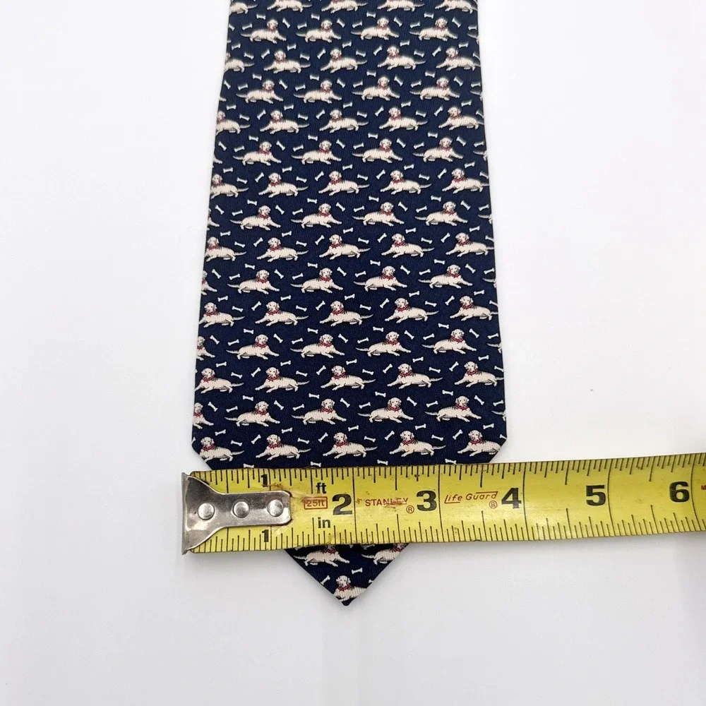 VINEYARD VINES 100% Silk Navy Dog Bone Print Martha's Vineyard 3.75